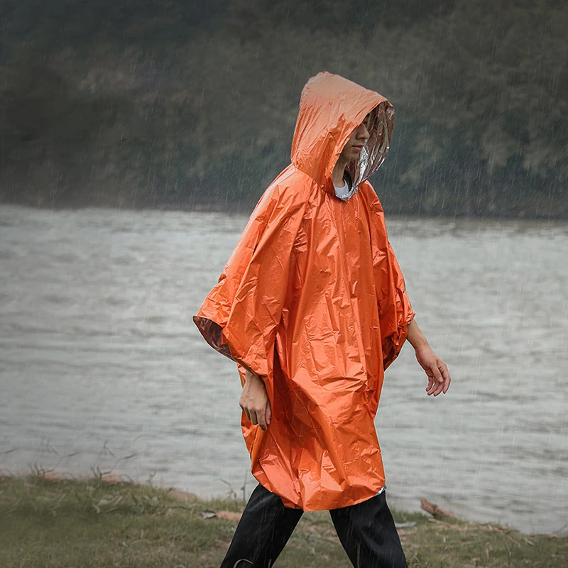 Emergency Raincoat Poncho PE Aluminum Film Thickened Reflective Long Blanket Bike Motorcycle Raincoat Survival Equipment