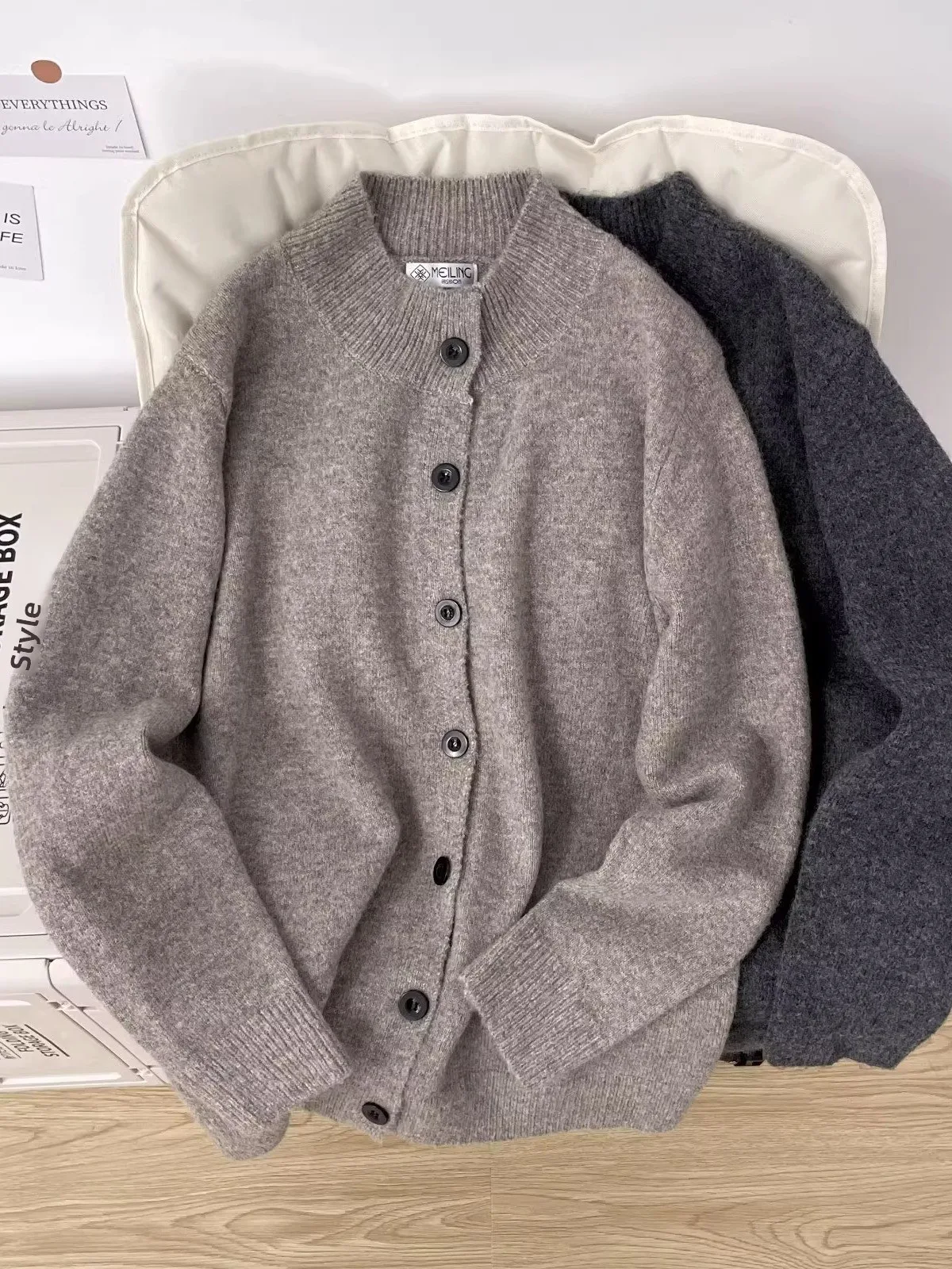 

Теплый открытый кардиган с воротником-стойкой в стиле ретро, мужская свободная повседневная вязаная верхняя одежда, зимнее длинное пальто для мальчиков, свободное пальто