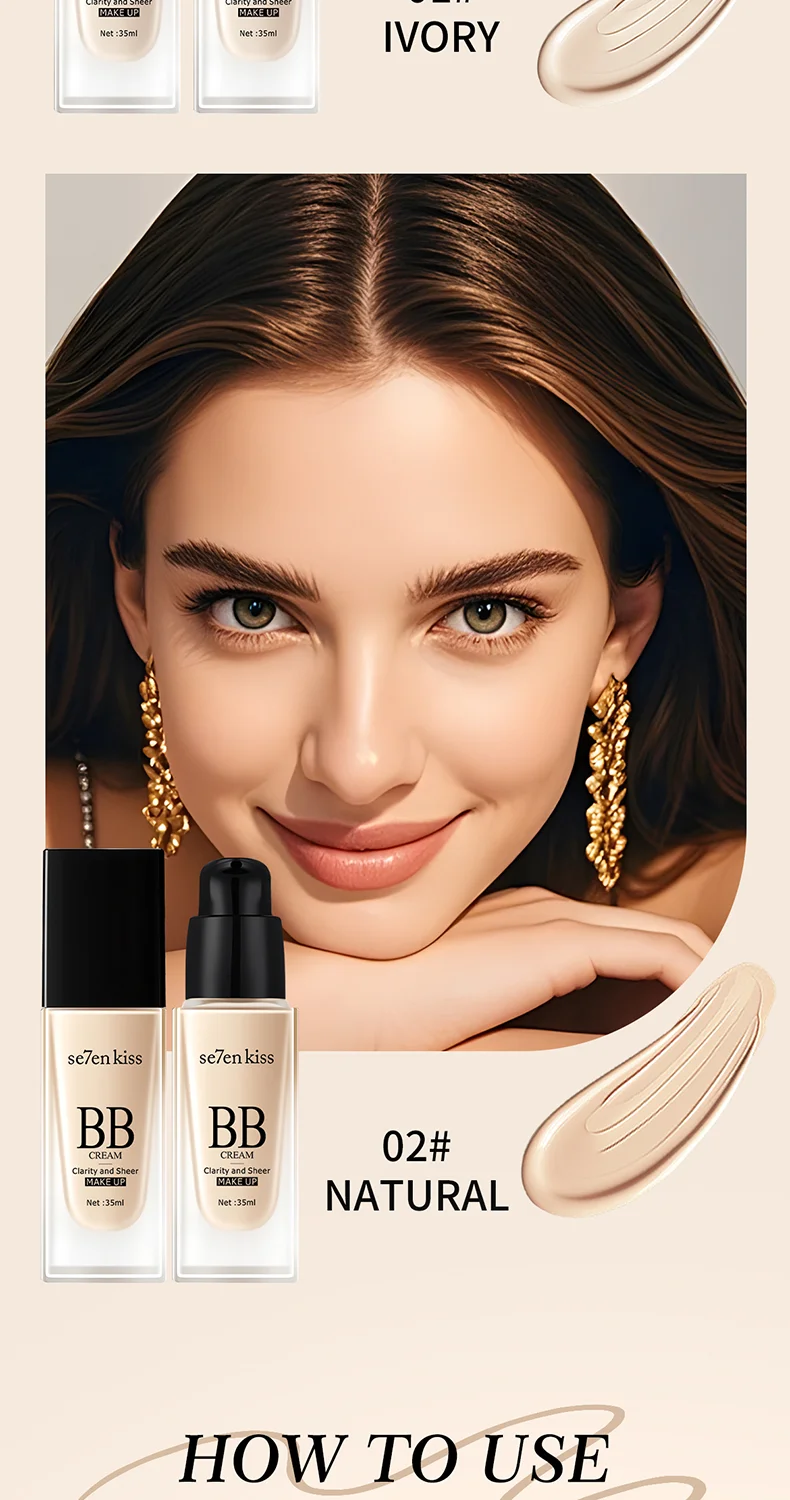 Lightweight Waterproof BB Cream, Long-Lasting Formula, Refreshing and Comfortable, Creating a Natural Makeup Look S8d1d116740264e4ba7e2945cbc0e55e2x