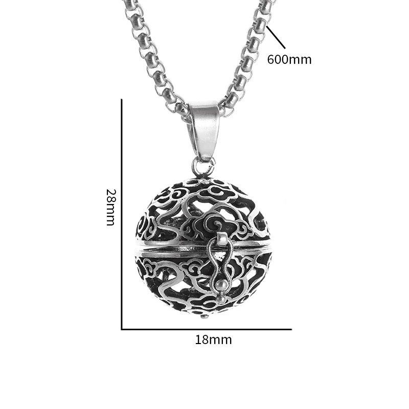 Fashionable and Exquisite Retro Distressed Hollow Auspicious Cloud Black Box Hydrangea Pendant Necklace Can Be Opened