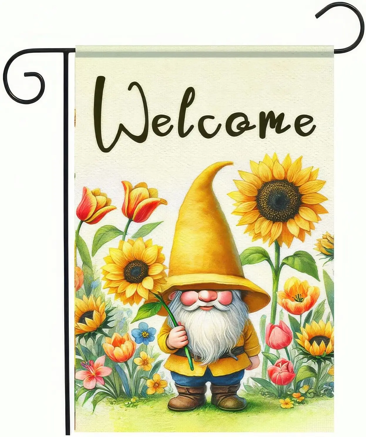 Spring Garden Flag 12x18 Inch Double Sided Sunflower Gnome Small Flags For Outside Outdoor Decor Yard Farmhouse Holiday Spri UUN