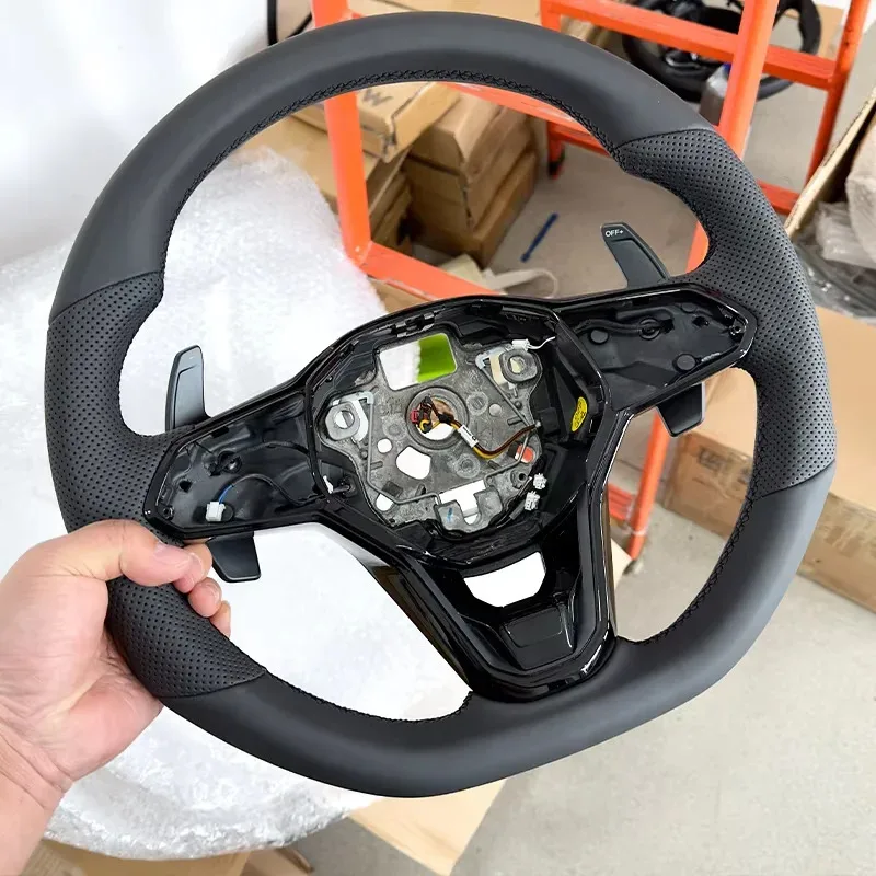 For Ford Mustang 2015-2023 GT350 GT500 Upgraded Car Steering Wheel New Leather Perforated Design