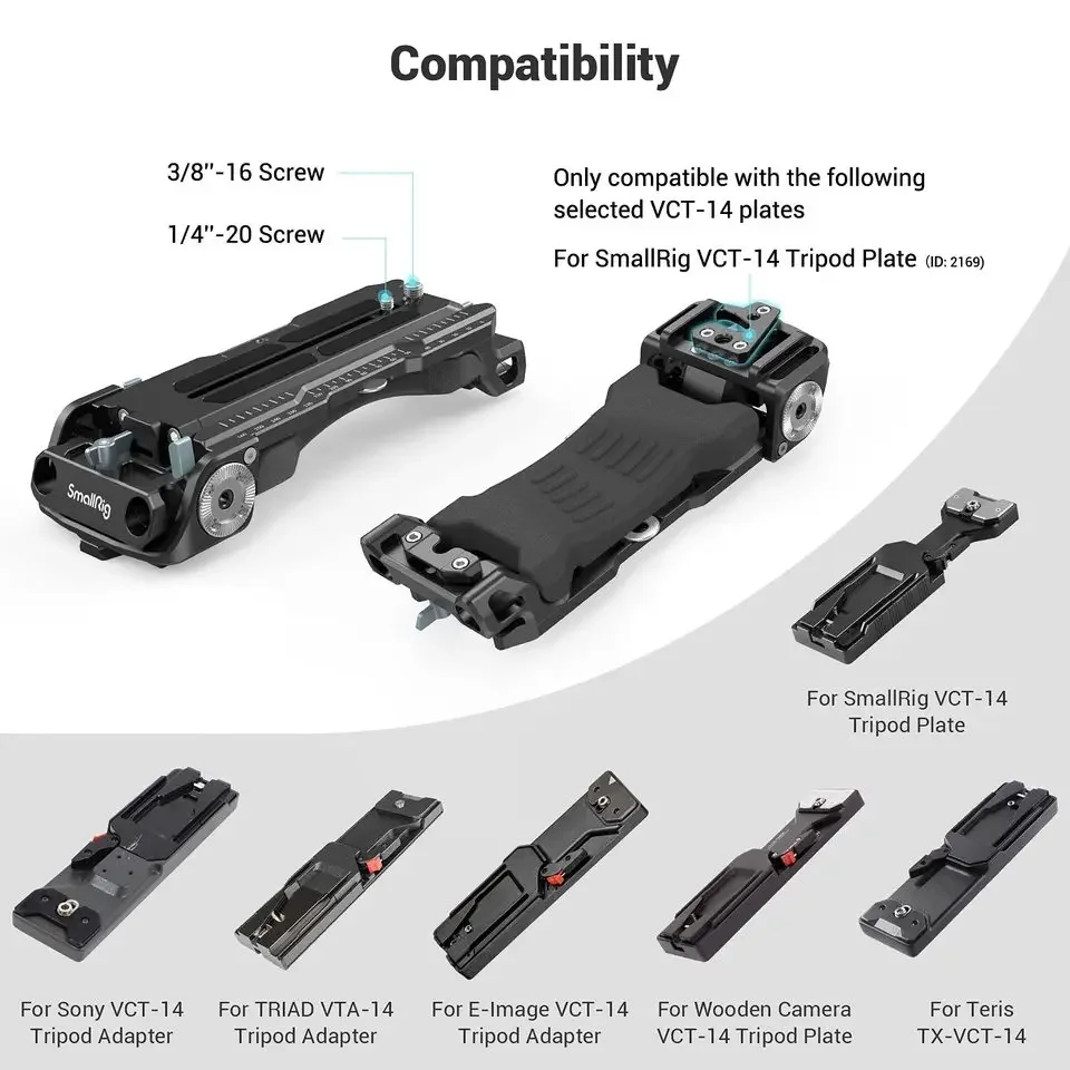 

2026 For Smallrig 2837 Quick Release Shoulder Plate for VCT-14 Tripod Adapter Rosettes Built-in Flat Wrench Pad Pro
