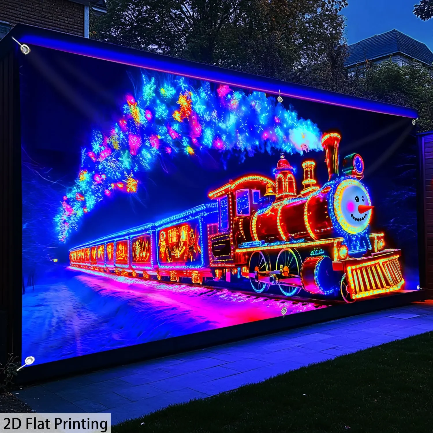 خطة ثنائية الأبعاد، قطعة واحدة، ديكور باب المرآب الرومانسي لعيد الميلاد المجيد، ديكور عطلة متعدد الأغراض #5