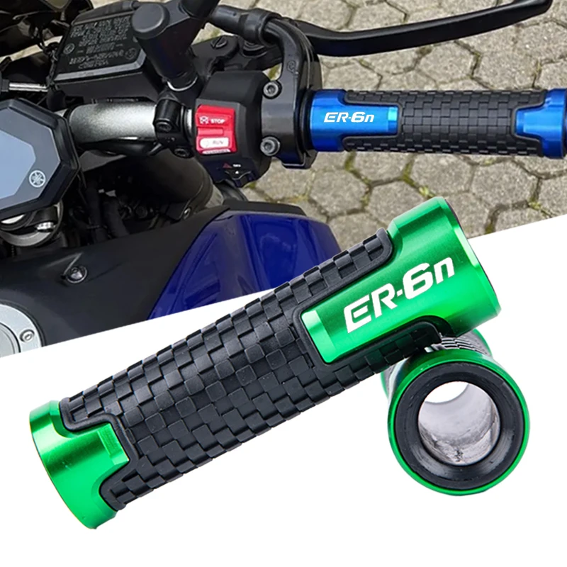 

Аксессуары для Kawasaki ER-6N ER6N ER 6N, ручки для руля мотоцикла, алюминиевые резиновые ручки с ЧПУ, ручные подруливающие ручки