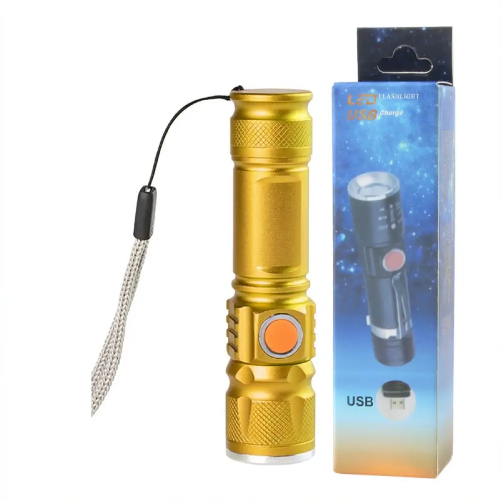 Rechargeable LED Bicycle Headlight Aluminum Alloy Flashlight Zoomable Torch Outdoor Cycling Accessory Night Safety