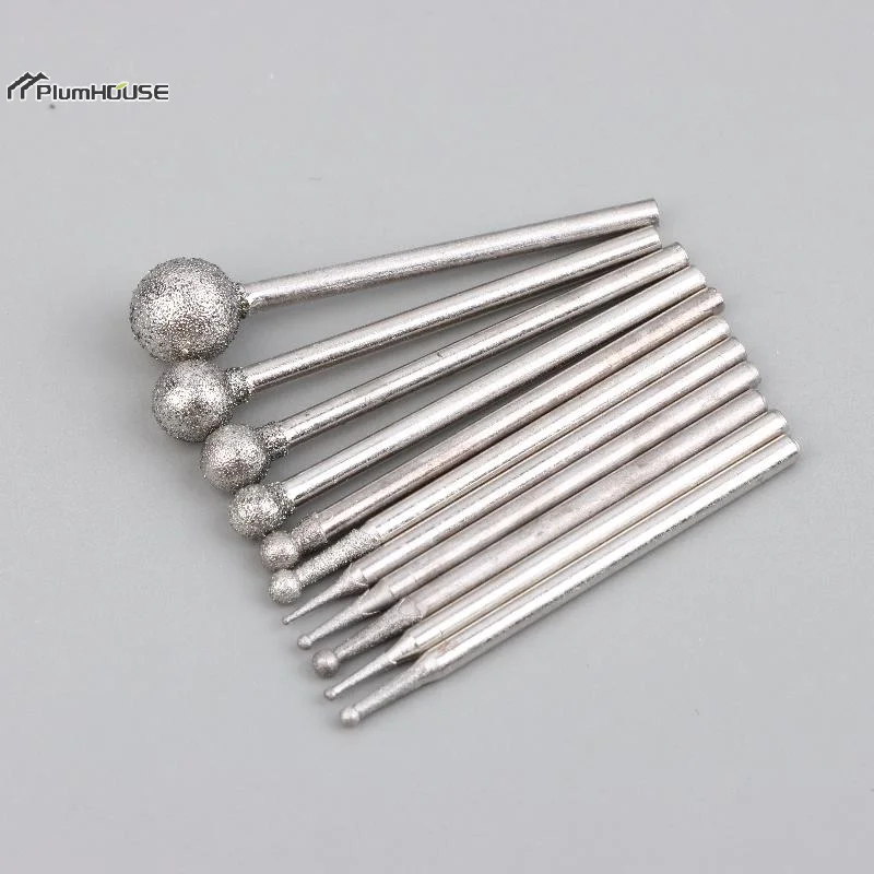

2.35mm Shank Round Ball Tool, 1/2 Set of Diamond Grinding Needle Head Carving Tools for Jade, Rotary Engraving