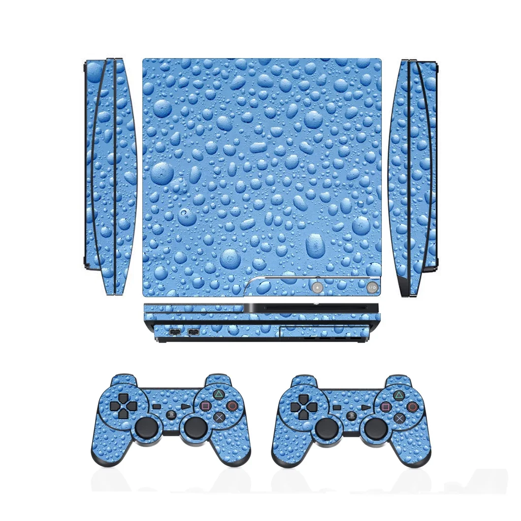 Виниловая наклейка с каплями воды, защитная наклейка для Sony PS3 Slim PlayStation 3 Slim и 2 наклейки на контроллер