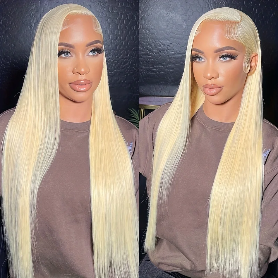 13x6 HD Transparent Lace Frontal Human Hair Wigs 613 Honey Blonde Colored Wig Brazilian Bone Straight 13x4 Lace Front Wig 36inch