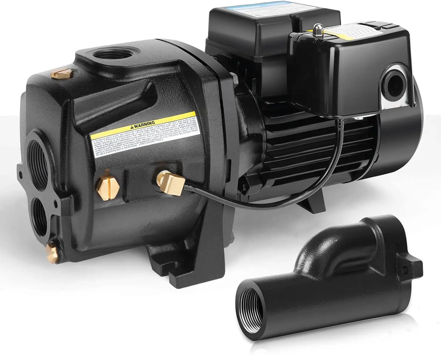 Deep Well Jet Pump, Cast Iron Convertible Pump with Ejector Kit, Well Depth Up to 25ft or 90ft