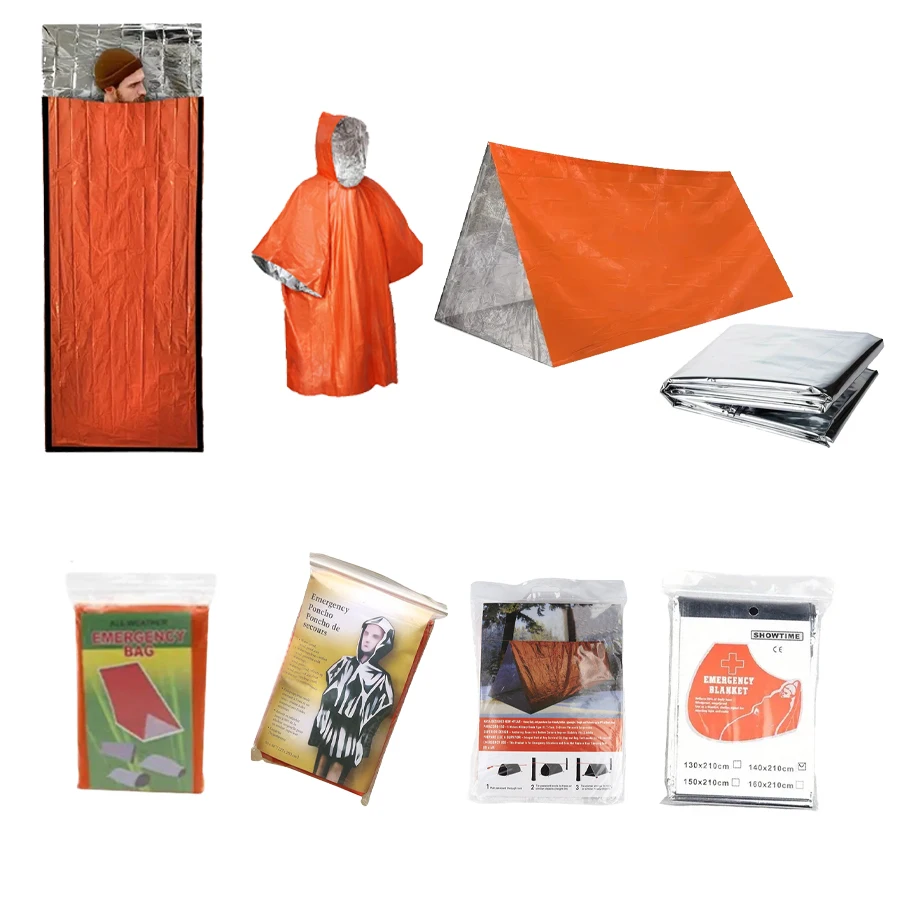 

4pcs Emergency Camping Survival Kit: Tent,Blanket,Sleeping Bag & Cape - Perfect for Camping,Hiking & Outdoor Adventures