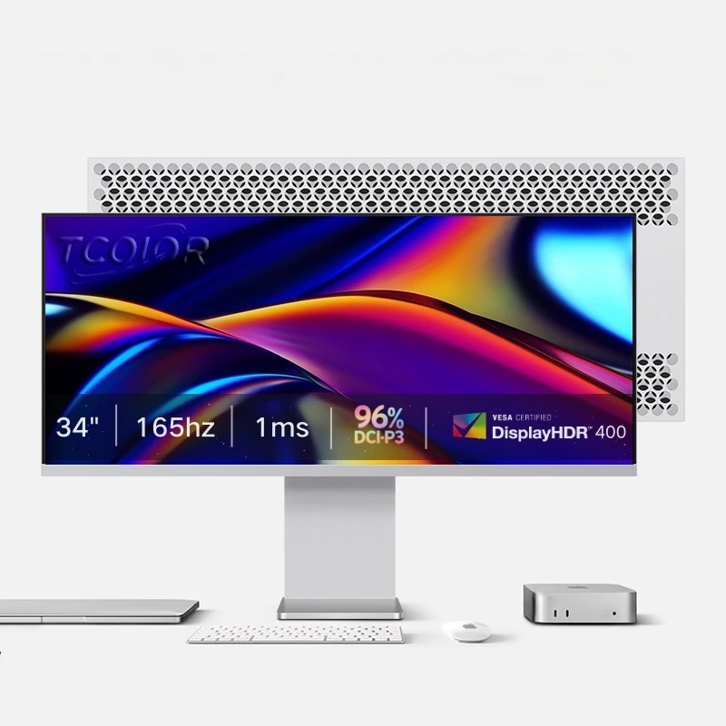TCOIOR Ultra-Wide 34 Monitor 165Hz 1ms GTG HDR400 100% sRGB 96% DCI-P3 Premium Aluminum Build for Pro Gaming and Designers