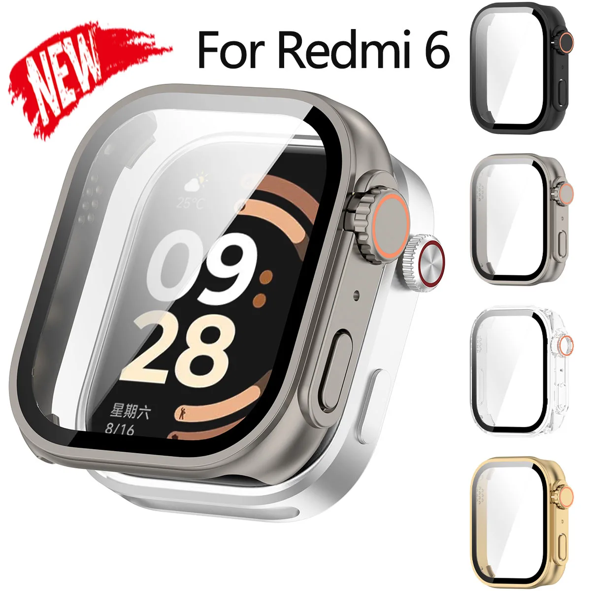 Case+Glass for Xiaomi Redmi Watch 6 Screen Protector Anti-sc