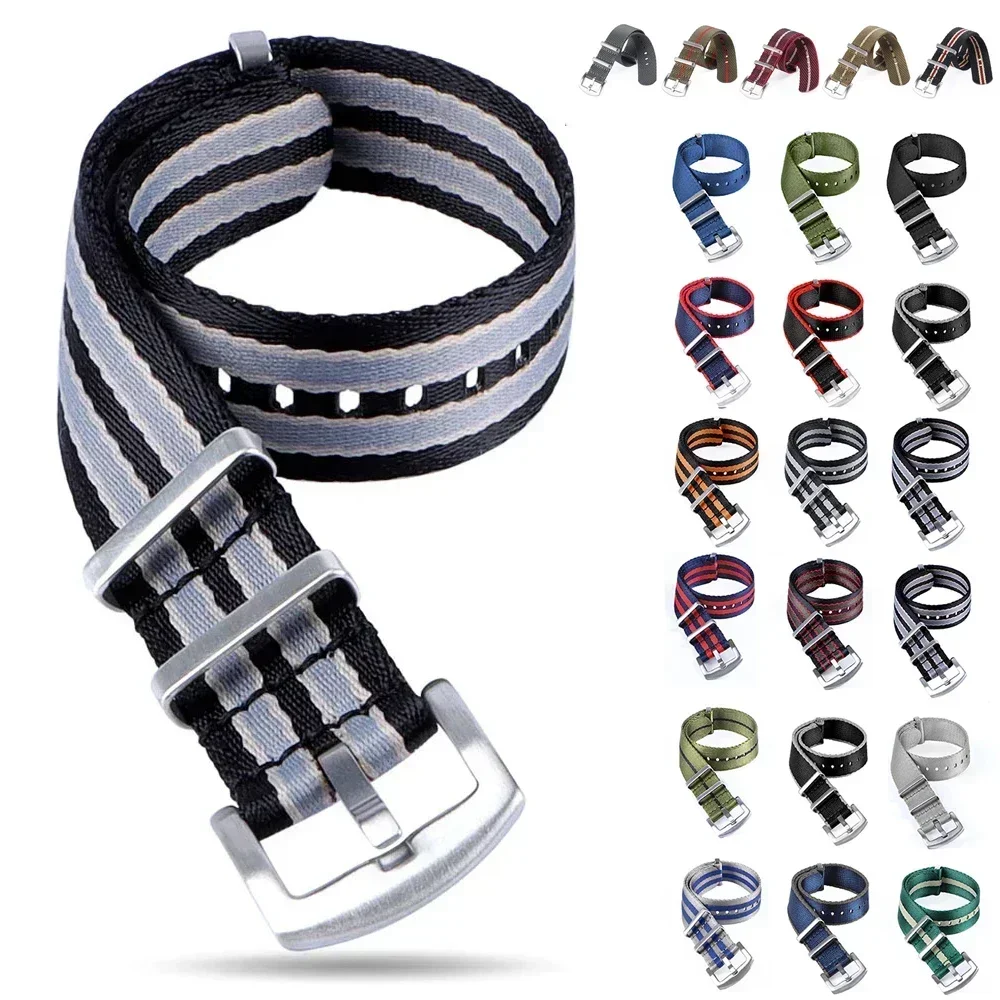 高密度ナイロンストラップ オメガ シーマスター 007 20mm 22mm ソフトナイロンブレスレット セイコー ミリタリーウォッチバンド Samsung Galaxy用