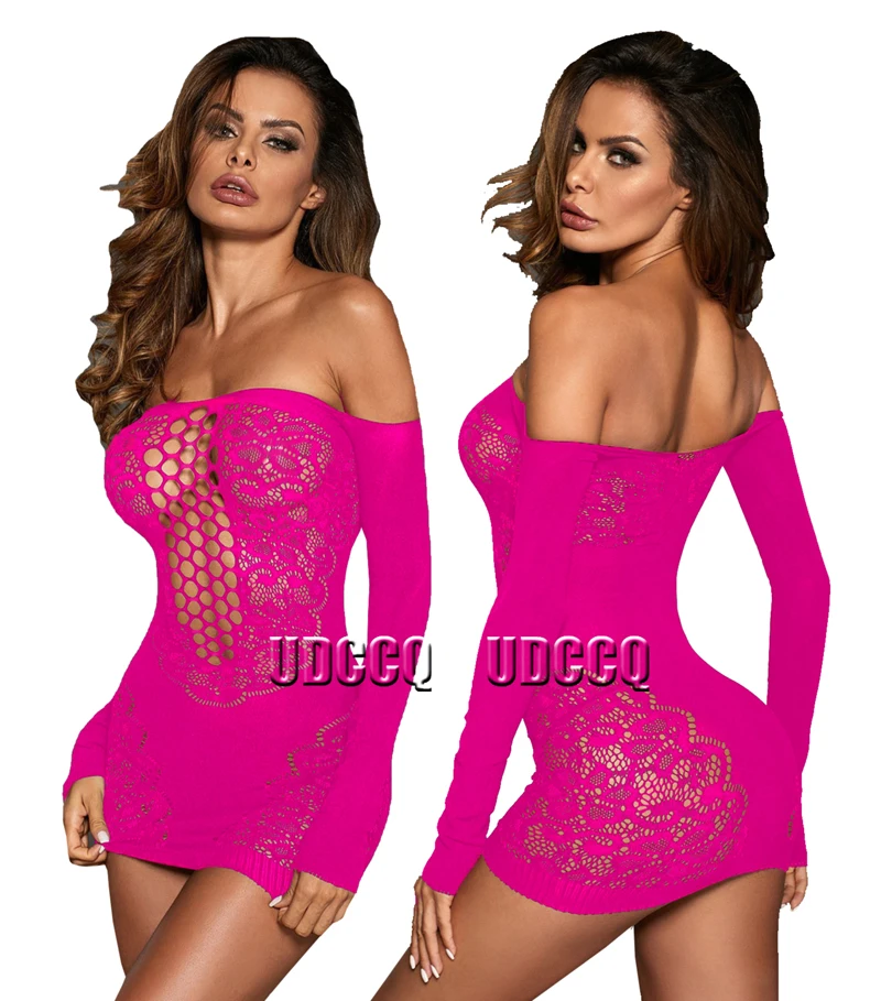 ร้อนเซ็กซี่ปลาสุทธิชุดชั้นใน Sheer Babydoll ชุดชั้นใน Chemises ถุงน่อง Catsuit ขนาดเล็ก Bodysuits ชุดนอน Q500