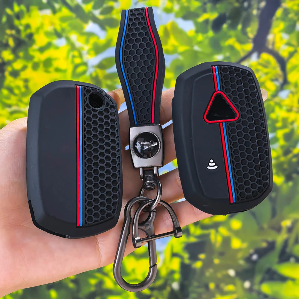 Motorcycle Remote Key Cover with Keychain, Honeycomb Silicone Protector for Triumph Speed Triple XC XE Scrambler 1200 Rocket III
