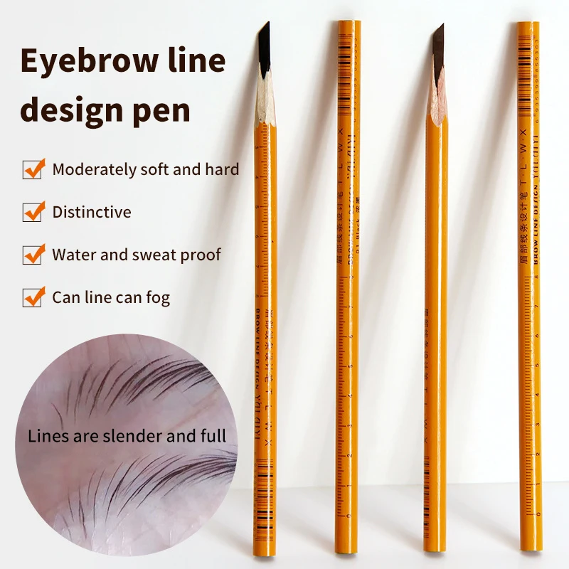 1pcs Tattoo Eyebrow Pencil Long Lasting Black Eyebrow Pencil Shadows Cosmetics Tint Waterproof Wooden Pen Eyebrow Makeup Tools