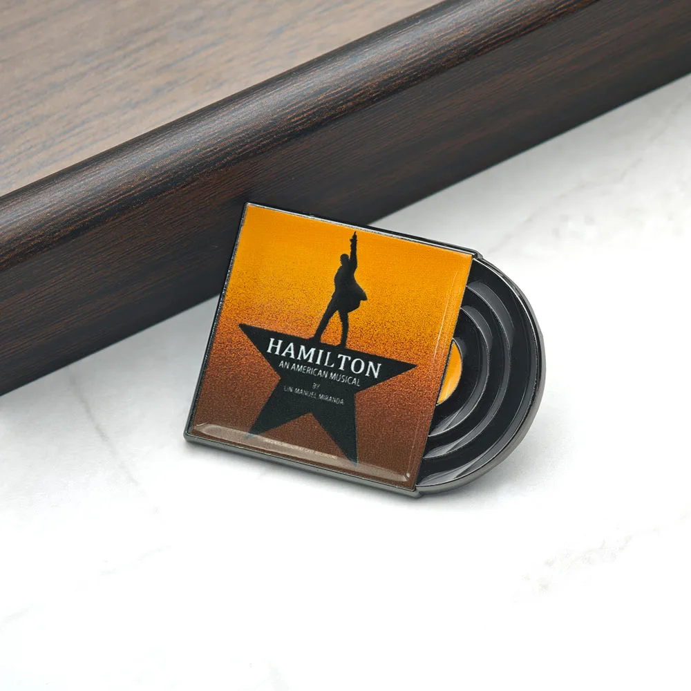 Hamilton An American Musical Brooch Classic Well-known Theater Lapel Pin Black Vinyl Record Badge Star Silhouette Jewelry Gift view 3