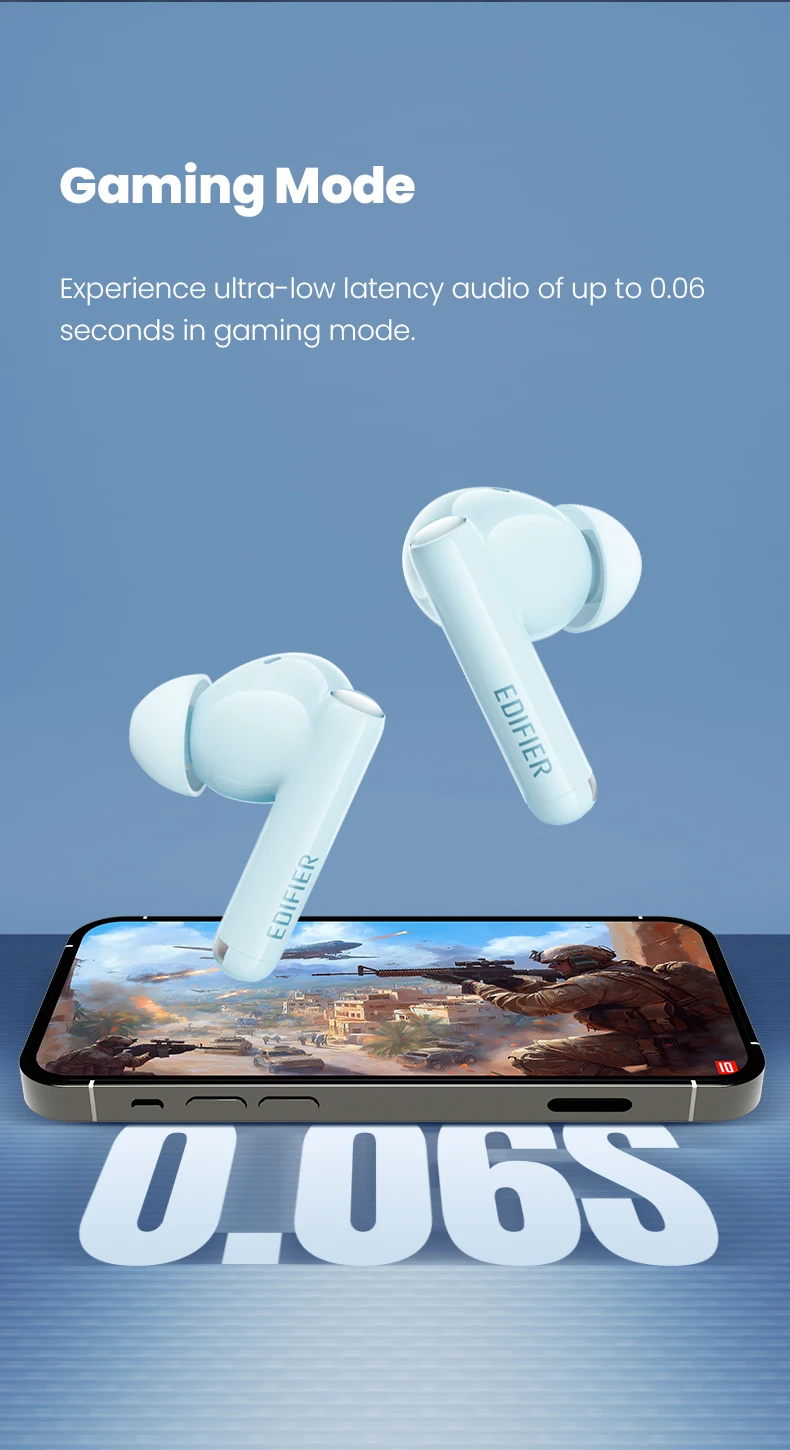 Edifier X5 Pro TWS Ohrhörer mit Hybrid-Aktiver Geräuschunterdrückung -48dB, Bluetooth V6.0, 48 Stunden Akkulaufzeit, IP55, KI-Klarsprechfunktion – Detail 11