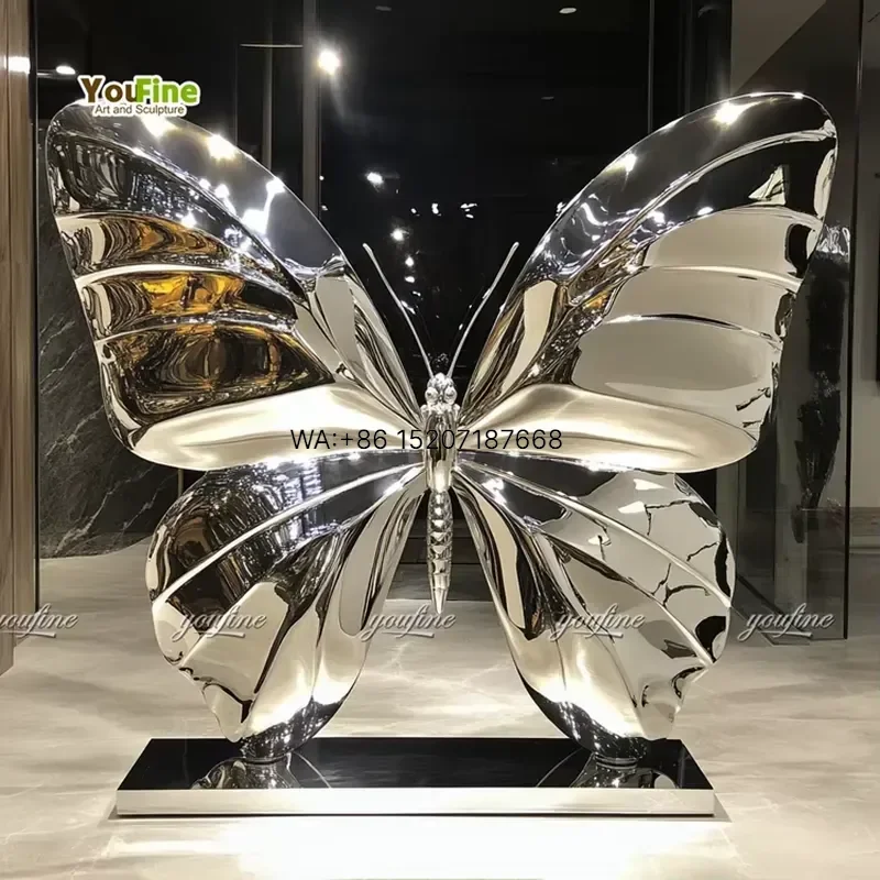 Wmwmnu French Butterfly Garden Stainless Steel Sculpture Papillons Metal Art Outdoor Yard Decor Lawn Ornament for Home Patio