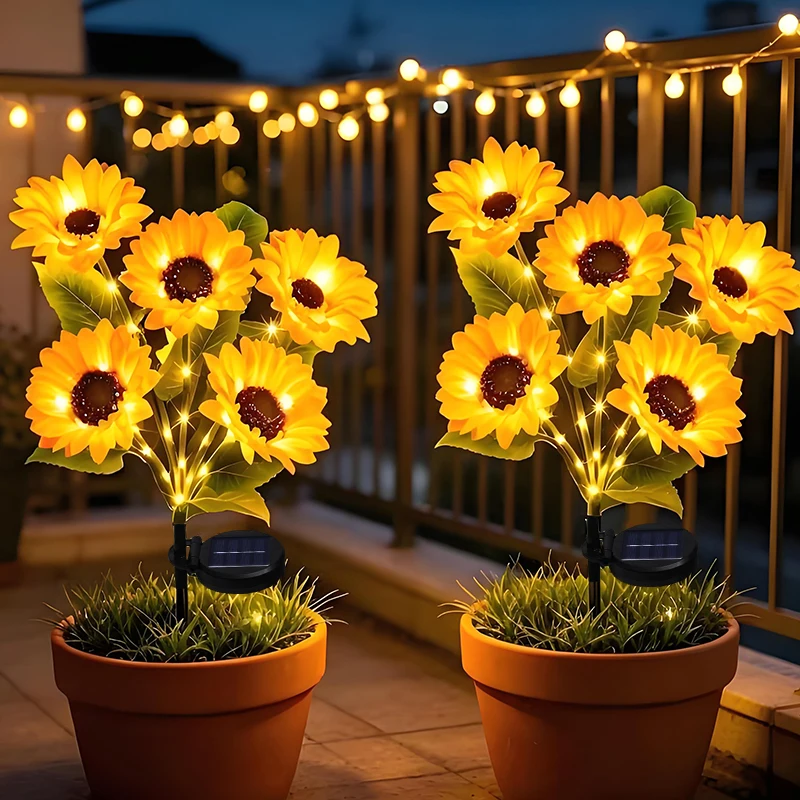 

Solar Sunflower Lawn Lights Decor Outdoor Flower Garden Stake Lights for Patio Yard Pathway Party Housewarming Gift
