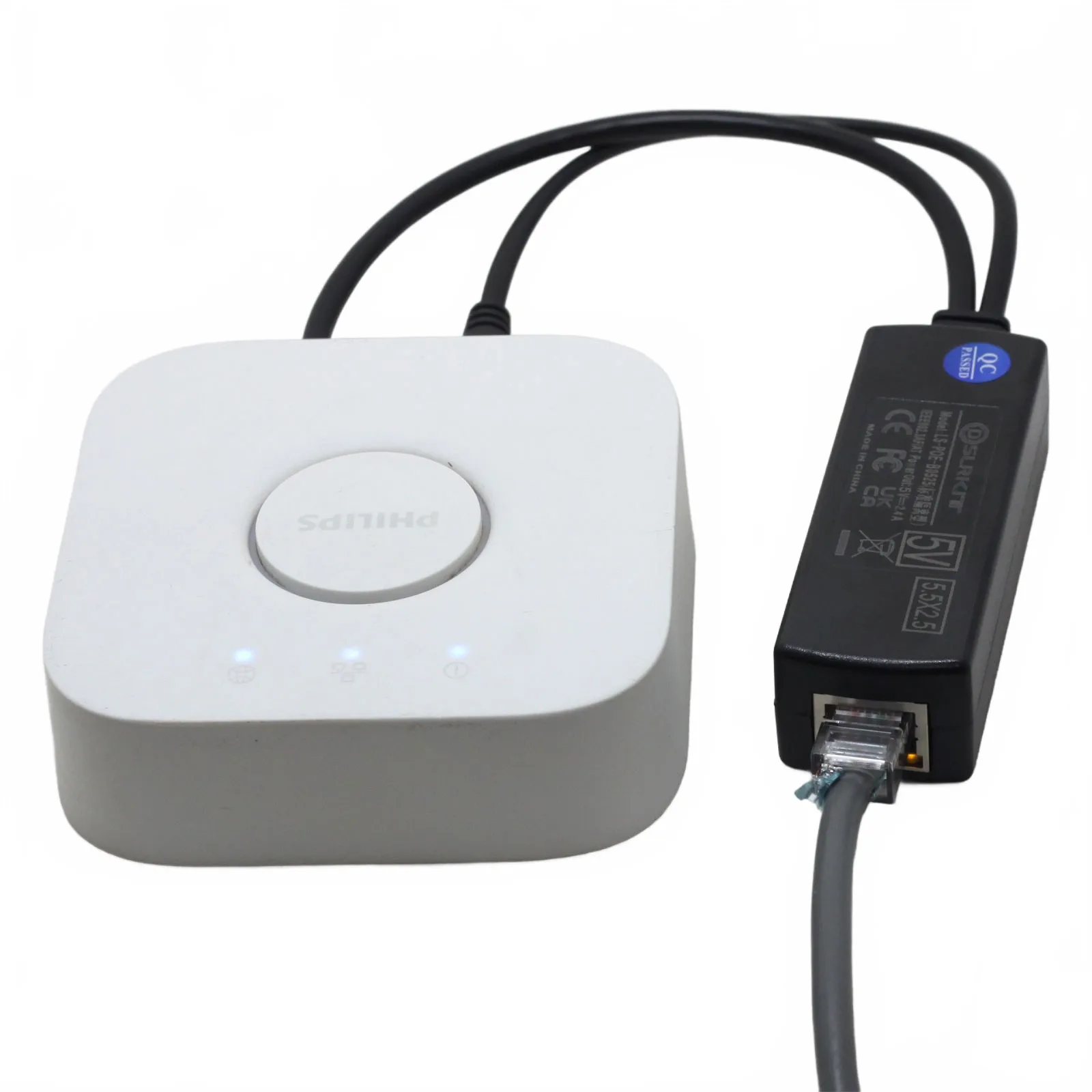 DSLRKIT 5.5x2.5mm DC 5V 2.4A Active PoE Splitter Power Over Ethernet for Hue Bridge