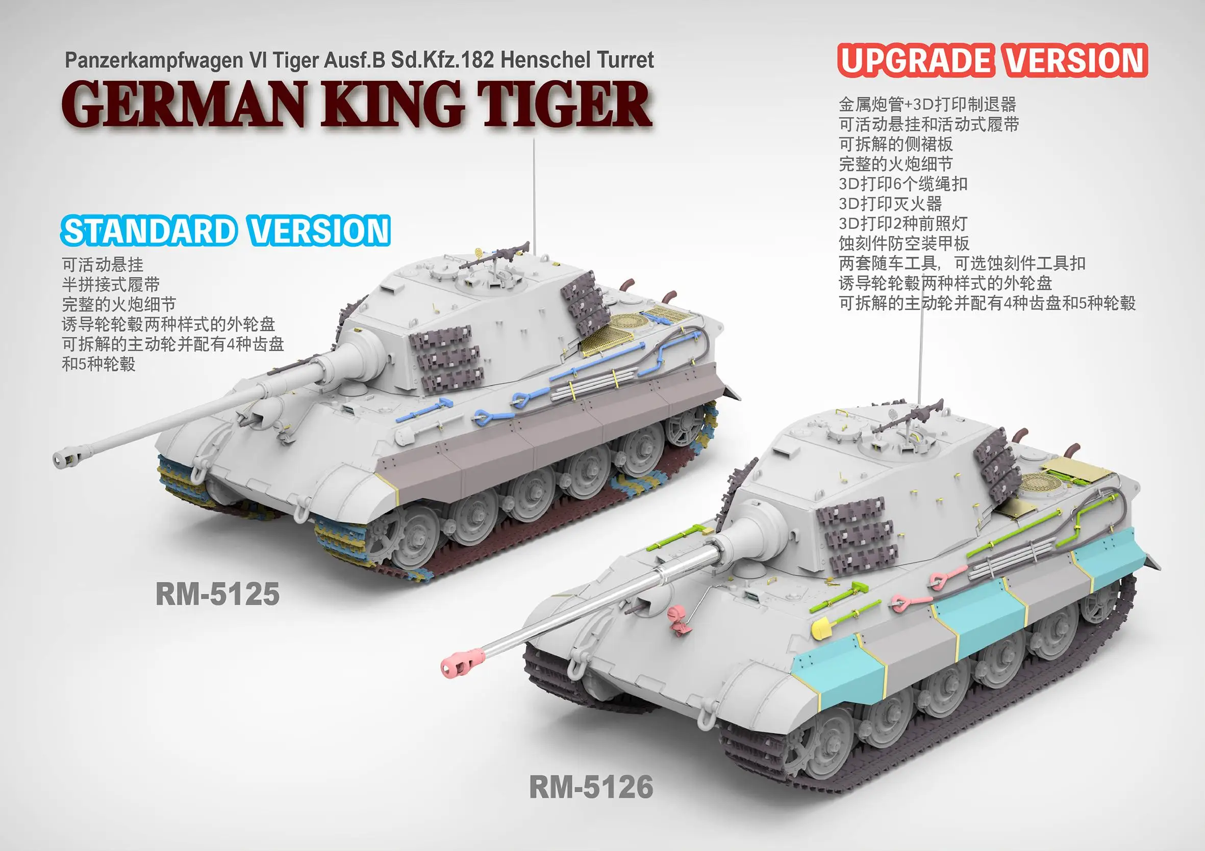 RYEFIELD Escala 5125 1/35 ALEMÃO KING TIGER Vl Tiger Ausf.B Sd.Kfz.182 Henschel Turret