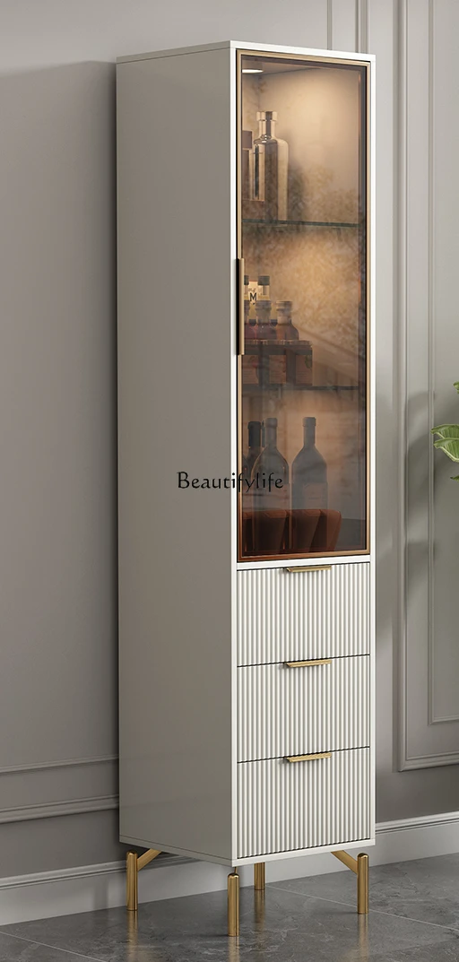 

Light Luxury Glass Door Display Cabinet TV Wall Side Clothes Closet
