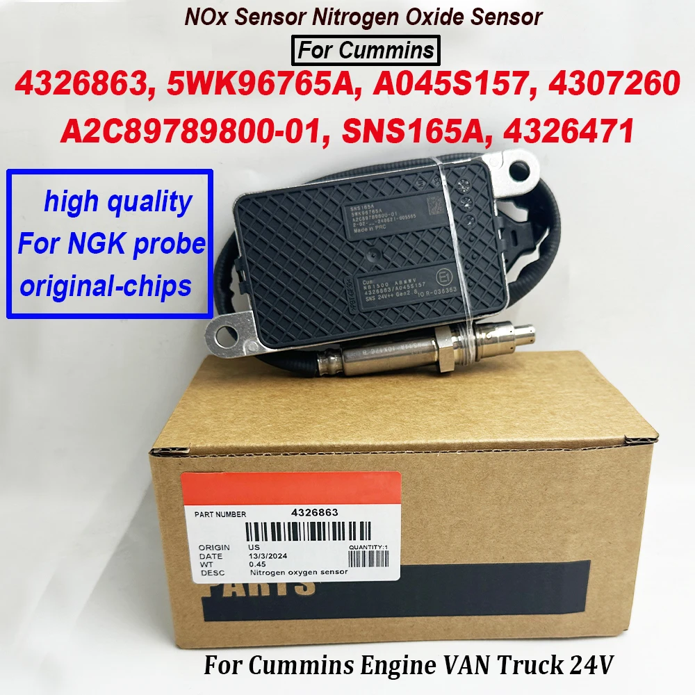 4326863 5WK96765A 5WK96765B Nitrogen Oxygen Sensor NOX Sensor For NGK Probe 4326471 4307260 A2C89789800-01 For Cummins Engine