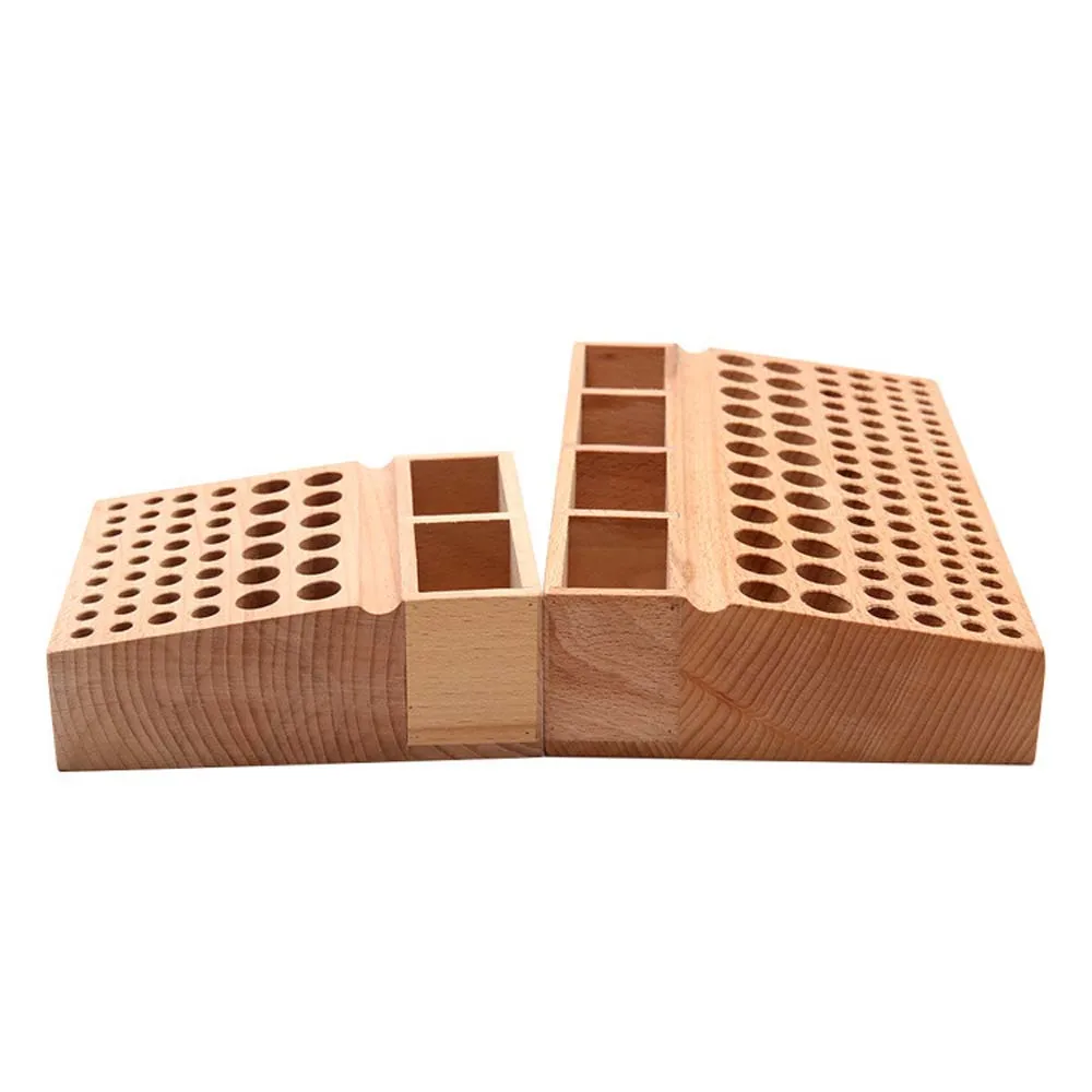 

Handmade DIY leather carving tool holder with groove beech wood storage box, printed and processed box