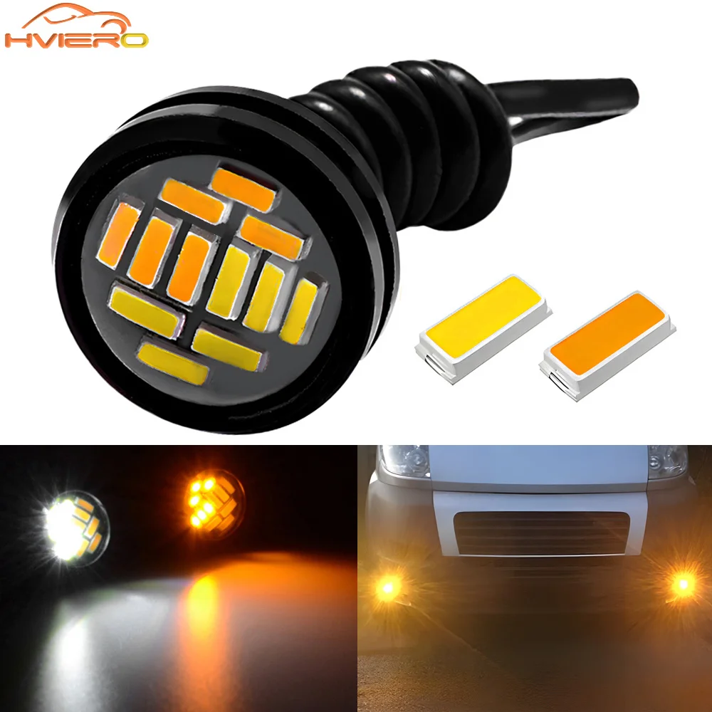 1x 23mm 4014 12smd Car  Eagle Eye Light Turn Signal White Yellow Daytime Driving Fog Lamps Trunk Brake Reversing Auto Accessori
