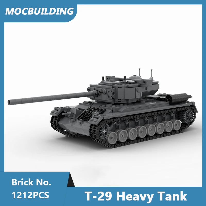 MOC Building Blocks T-29 Heavy Tank 1:35 Scale Model DIY Assembled Bricks Transportation Educational Collect Toys Gifts 1212PCS