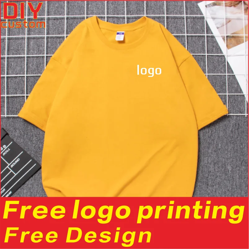 

Cotton heavy-duty men's and women's T-shirts, summer breathable short sleeves, customized printing, logo embroidery