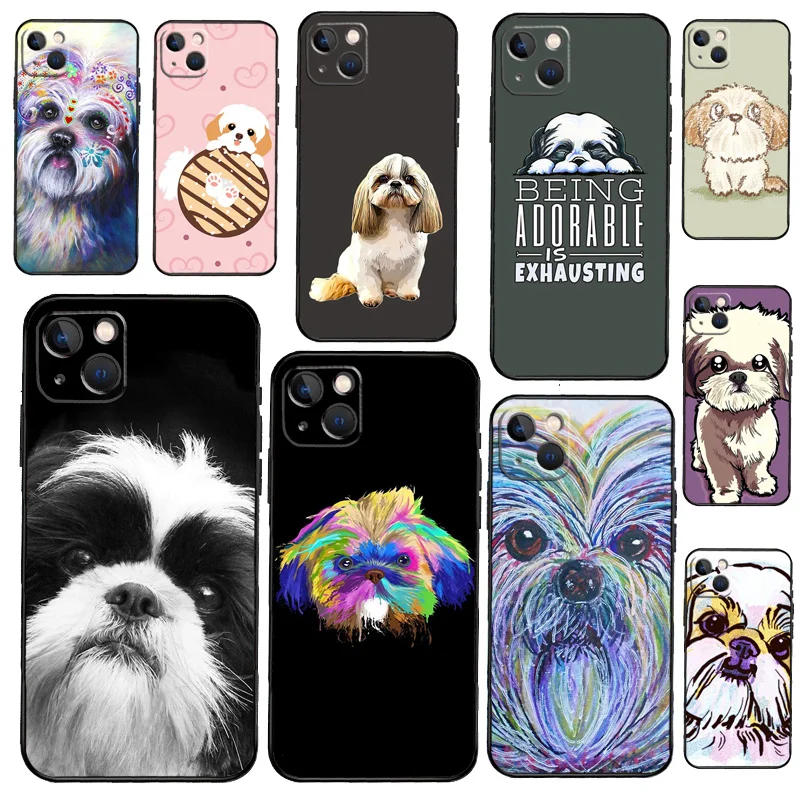 Funda de perro Shih Tzu de dibujos animados para iPhone 15 14 13 12 Mini 11 16 Pro Max 12Pro 13Pro XS X XR Plus SE2 funda protectora
