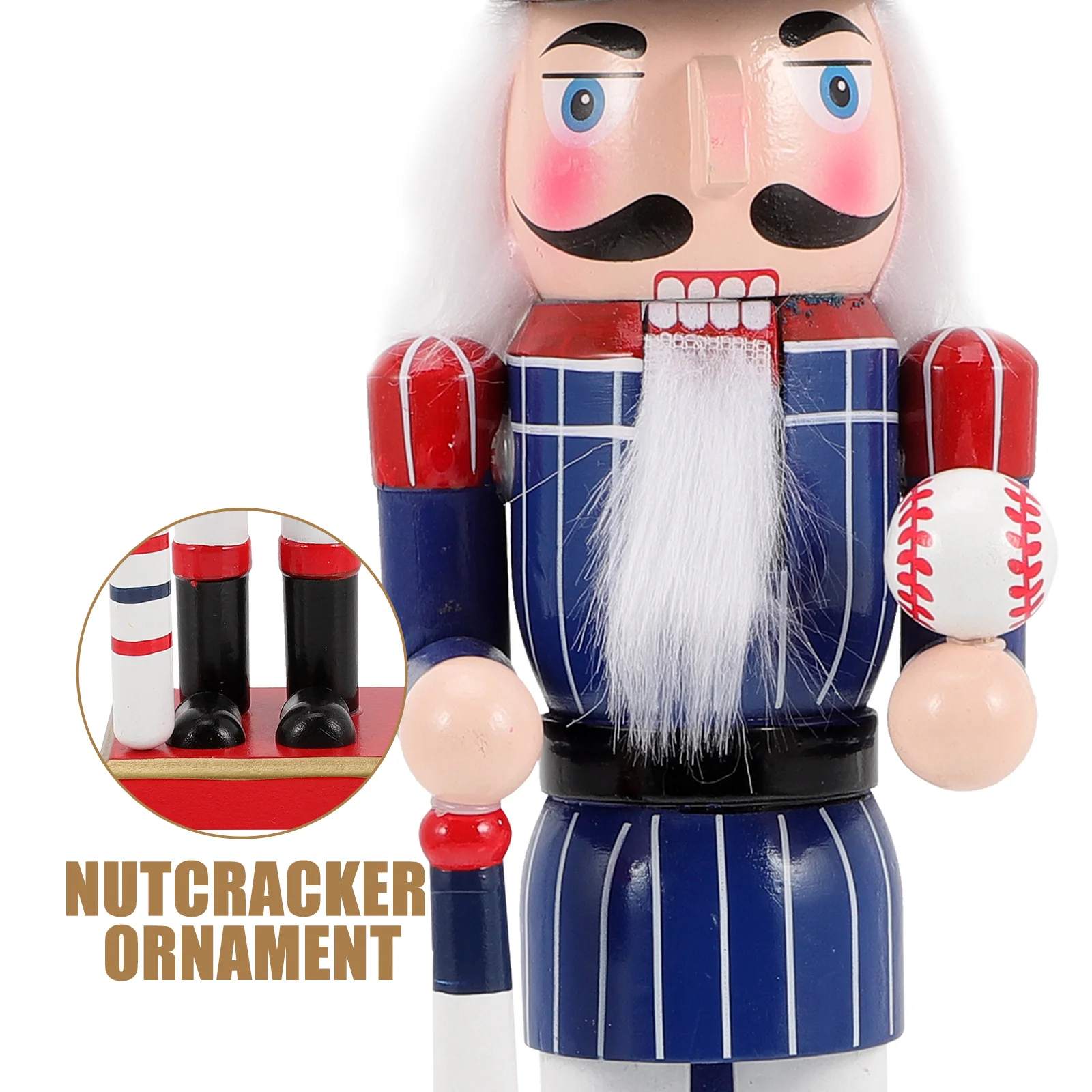 

1pcs Wooden Nutcracker With Baseball Sports Style Decoration Soldier Figure Desktop Ornament Festival Party Supplies Home Decor