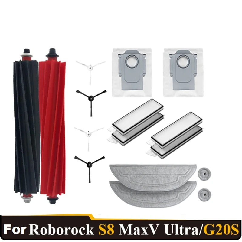 

For Roborock S8 Maxv Ultra G20s Robot Vacuum Cleaner Accessories Double Roller Brush Filter Side Brushes Mop Dust Bags