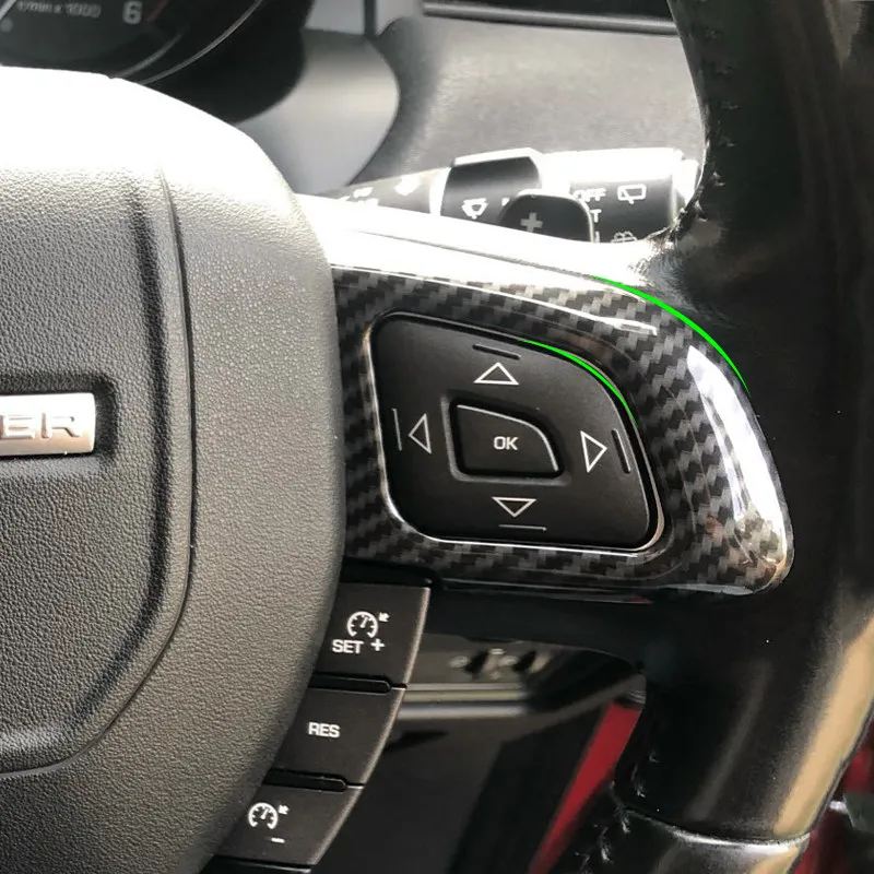 

Car Styling ABS Carbon Texture Steering Wheel Button Frame Cover Trim For Land Rover Range Rover Evoque 2011-2017