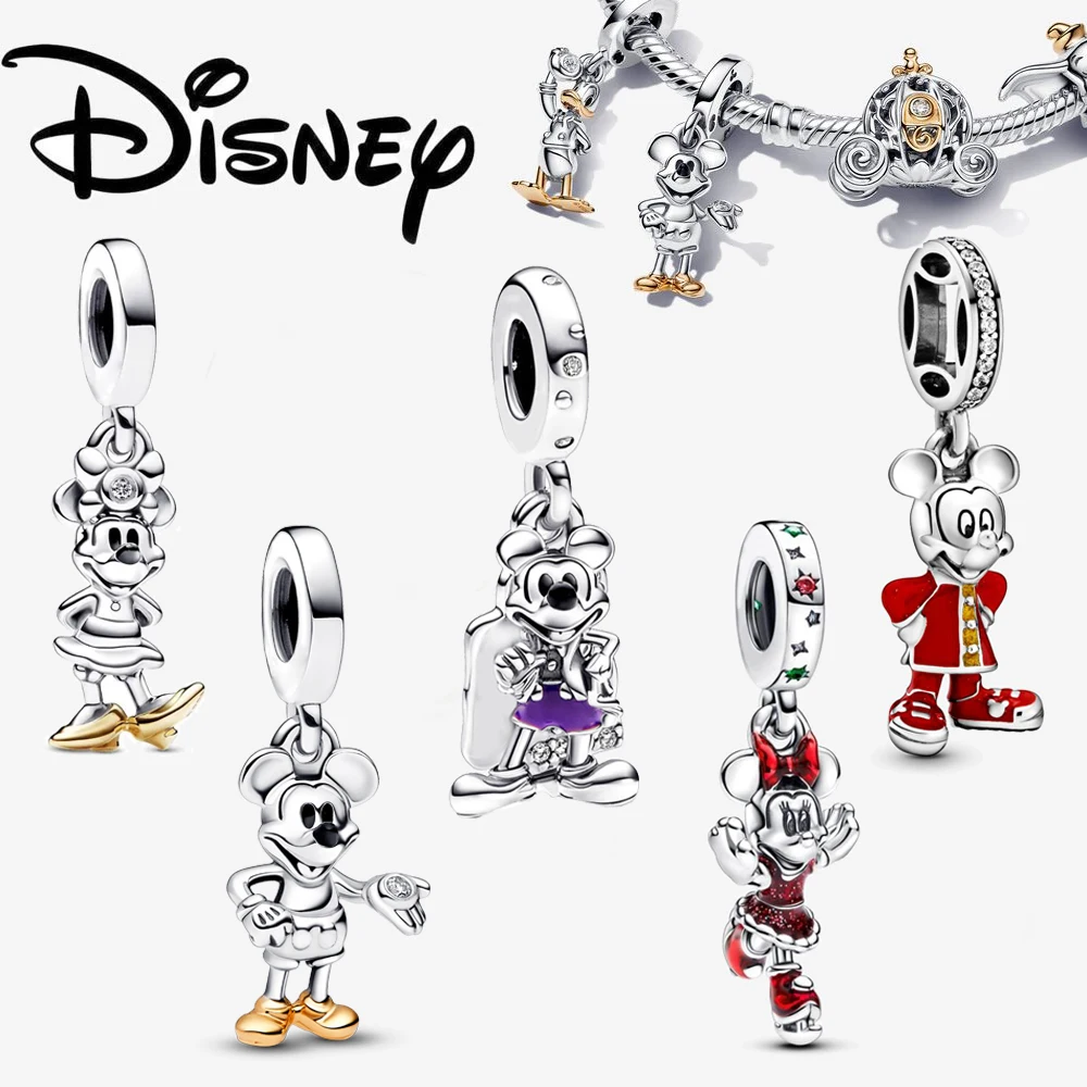 Disney Stitch Minnie Mickey Mouse Charms Dangle Fit Pandora Bracelet Silver 925 Original Beads Charms for Pendant Jewelry Gift