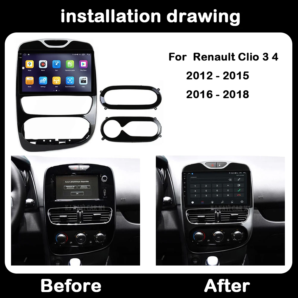 Autoradio Android 14 de 10 Pouces avec Navigation GPS, Audio Stéréo, Lecteur de Limitation Vidéo, pour Voiture Renault Clio 3, 4 (2012-2015,