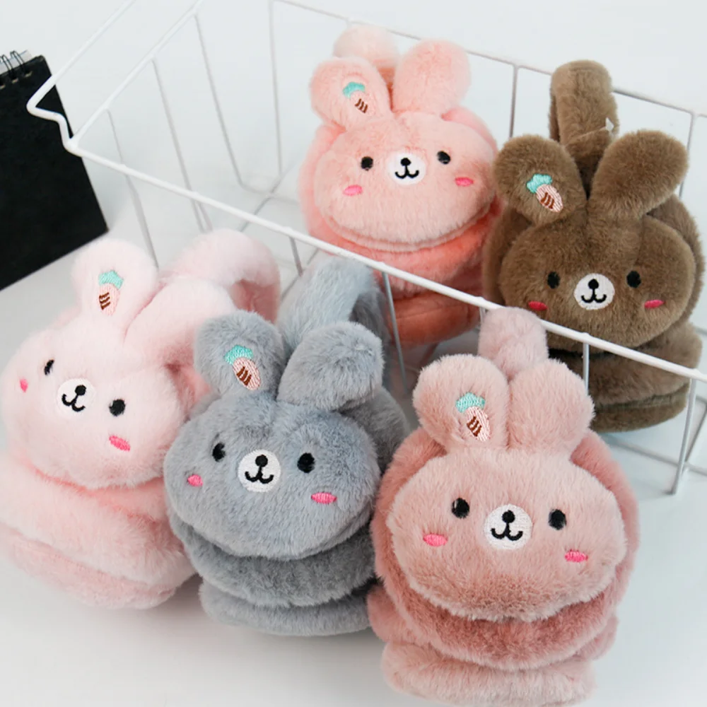 Penutup Telinga Hangat Musim Dingin Berbentuk Kelinci, Kucing, Beruang untuk Anak Perempuan, Penutup Telinga Kartun, Penutup Telinga Anti Dingin untuk Luar Ruangan, Pelindung Telinga