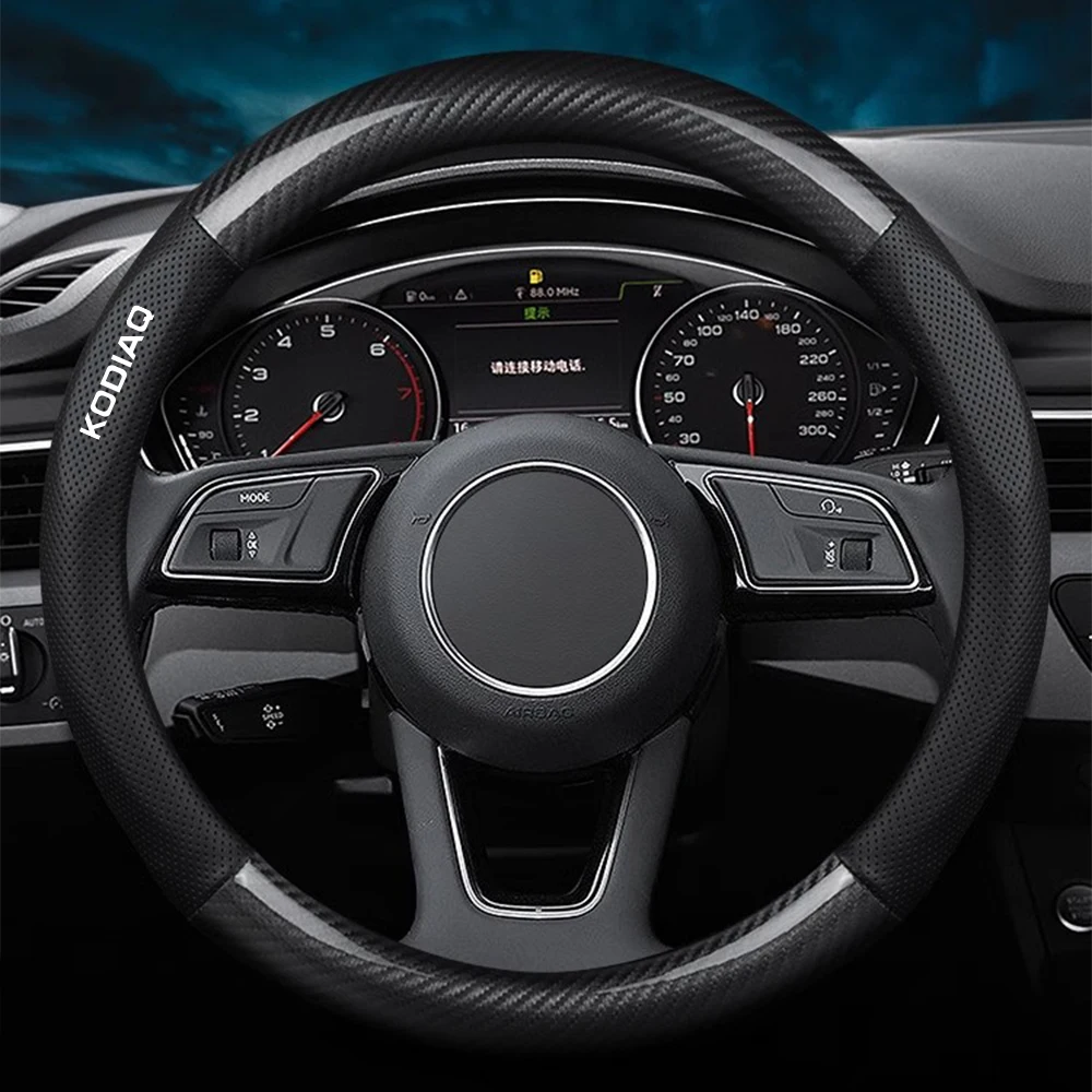 Car Steering Wheel Cover Breathable Anti Slip Auto Interior Accessories For Skoda Octavia Fabia Rapid Superb Kodiaq Scala Karoq