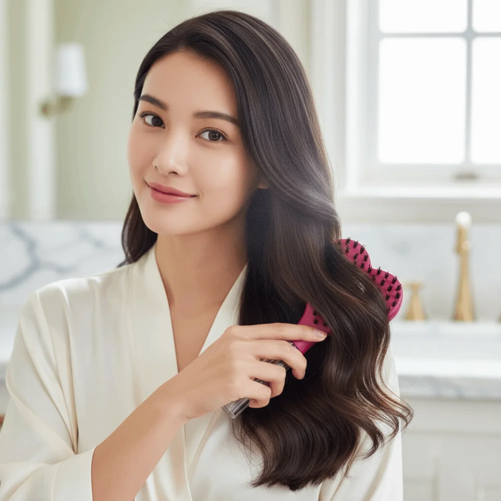 Hollow-out Heart Spray Brush Ergonomic Heat-resistant Mist Hair Comb Portable Lightweight Bristle Massager Comb for 3.7V/400mAh