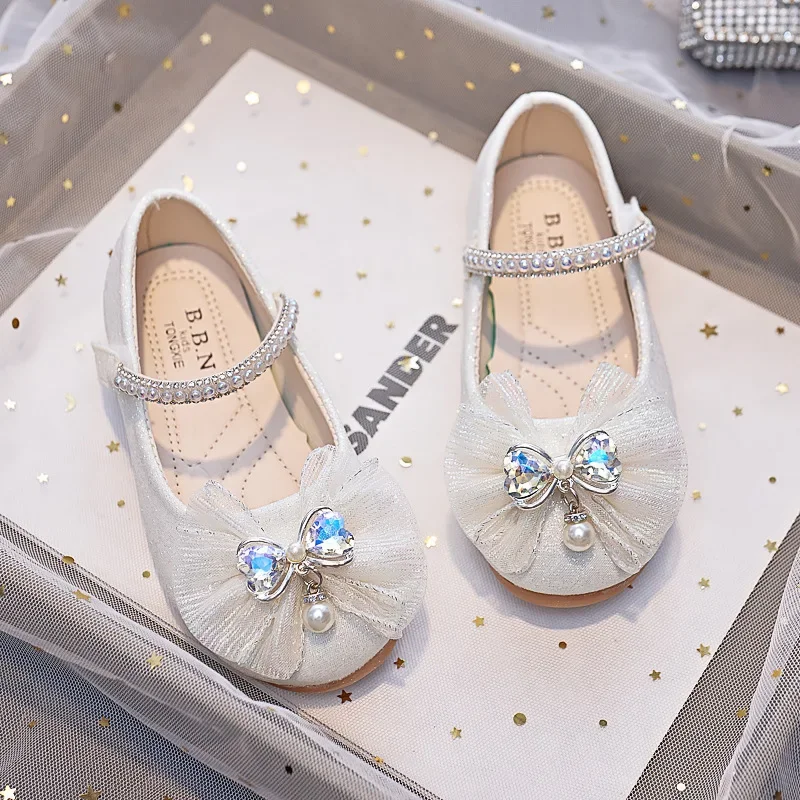 Shoes for Party Wedding Shows Flats Kids Casual Girls Mary Janes New Children Soft Princess Crystal Leather Shoes