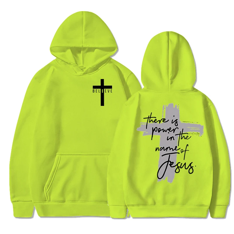 Women/Men Christian Faith Essential Hoodies There Is Power in The Name of Jesus Graphic Hoodie Unisex Cross Faiths Sweatshirts