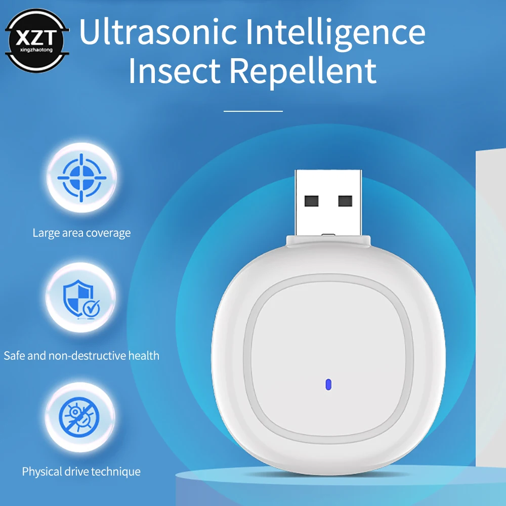 Repelente de mosquitos USB portátil, repelente ultrasónico para controles internos, repelente de ratones para insectos, cucarachas y arañas
