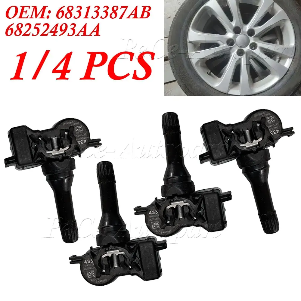 68313387AB 1/4PCS TPMS SENSOR FOR 2017-2024 DODGE DURANGO TIRE PRESSURE SENSOR 433MHz 68252493AA 68252493AB