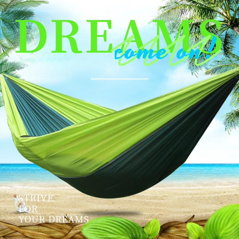 

New Single Person Portable Outdoor Camping Hammock Nylon Color Matched High Strength Parachute Fabric Hanging Bed