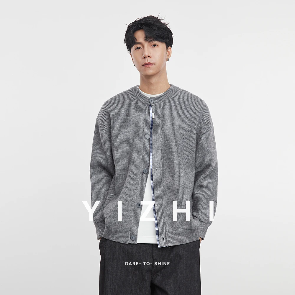 Fashion Men's Fake Two-piece Knitted Cardigan Sweater Jacket 2025 Autumn New Style Splicing Retro Casual Tops Trendy Male