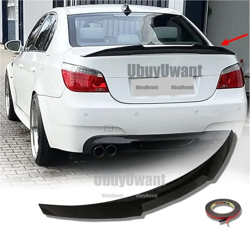 Car Rear Trunk Wing Boot Lip ABS Carbon Fiber Spoiler Decoration Car Styling For BMW 5 Series E60 M5 Black Spoiler 2004-2009