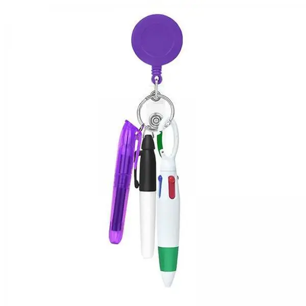 2-5pack Shuttle Pen Office Supplies Gift Compact Nurse Retractable Badge Holder